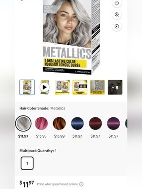 2 For $10 Metallics Permanent Hair Color - Silver Metallic Shade